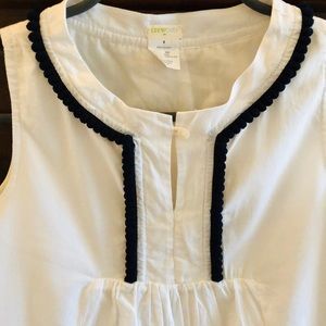 Crewcuts girls shift dress w/navy pompon trim 8